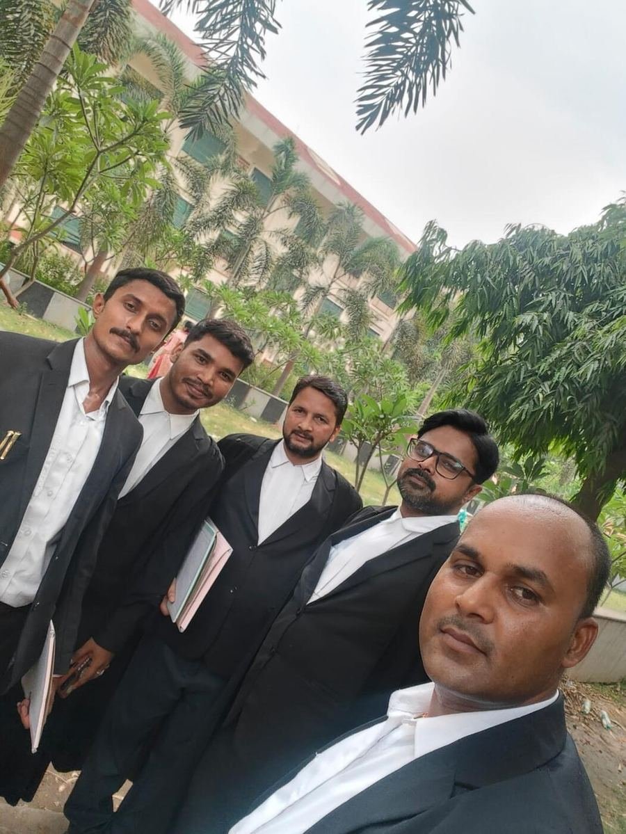 Advocate Sonu Kumar with fellow advocates outside court